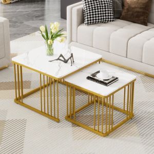 Mesa de centro conjunto 2 peças mdf branco 45x60x60cm