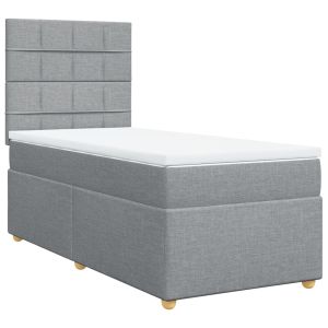 vidaXL cama box spring con colchón tela gris claro 80x200 cm