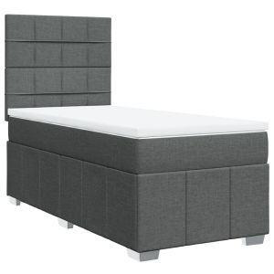 vidaXL cama box spring con colchón tela gris oscuro 90x190 cm
