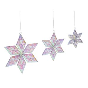 Conjunto de 3 decorações pendentes rensjon 25/35/46 cm estrela multicolor