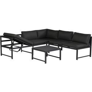 Conjunto de mobiliário de jardim em metal "etna" - 6 lugares - cinzento