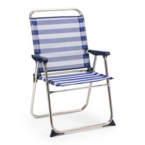 Cadeira de praia dobrável de solenny 81x62x86 cm azul e branco