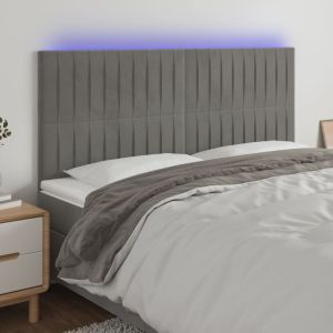 Cabeceira de cama c/ LED veludo 160x5x118/128 cm cinza-claro ptob6561