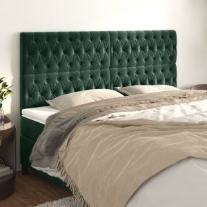Cabeceira de cama 4 pcs veludo 90x7x78/88 cm verde-escuro