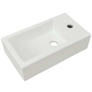 Lavatório + abertura torneira cerâmica branco 46x25,5x12 cm