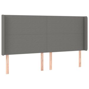 vidaXL cabecero con orejas de tela gris oscuro 183x16x118/128 cm