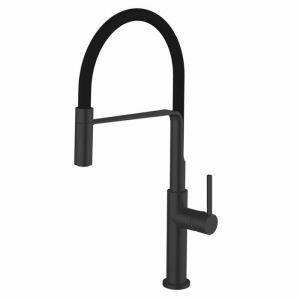 Misturador para lavatório preto mate com spray removível clever chef slim -