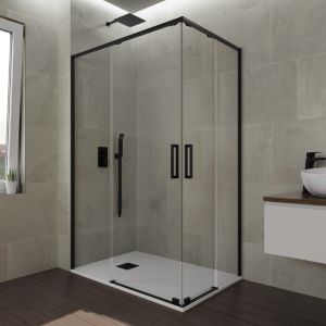 Divisória angular eleven preto 85x75- 2fixos+2deslizantes-anticalcário