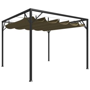 vidaXL cenador de jardín con techo retráctil gris taupe 3x3m 180 g/m²