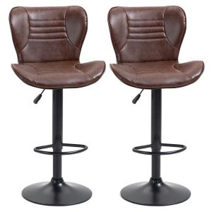 Conjunto de 2 bancos de bar 46.5x54x108 cm aço, pu e espuma color marrón