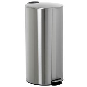 Lixeira de aço inoxidável de 27 litros com pedal, acabamento fosco.