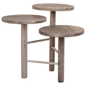 Suporte de madeira para 3 potes brancos d25x40/35/30