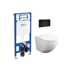 Pack roca duplo pl10 preto mate + sanita round smart 52