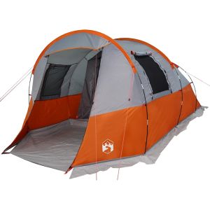 Tenda de campismo túnel p/ 4 pessoas impermeável cinza/laranja