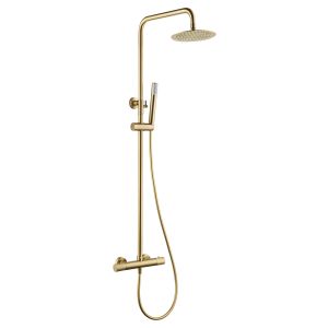Conjunto chuveiro termostático line ouro escovado-imex