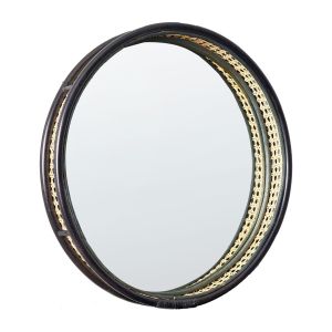 Espelho daksa 60 cm 60 cm rattan preto