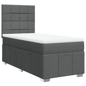vidaXL cama box spring con colchón tela gris oscuro 80x200 cm