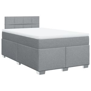 vidaXL cama box spring con colchón tela gris claro 120x200 cm