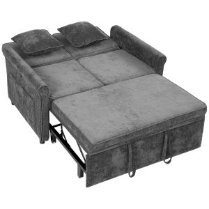 Sofá-cama 130x91x100 cm chenille color gris Homcom, casa - sófas