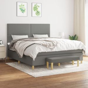 Cama com molas/colchão 180x200 cm tecido cinzento-escuro pt6179