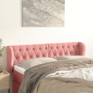 Cabeceira de cama c/ abas veludo 147x23x78/88 cm rosa ptob6675
