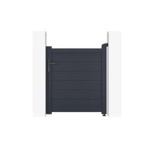 Portão ajustável eiger h.115cm em alumínio cinza, 1m de largura