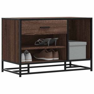 Banco calçado carvalho castanho 80x40x53,5 cm madeira e metal wf276720