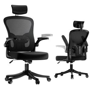 Cadeira de escritório ergonómica em malha respirável, preta