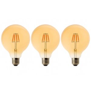 Pack x3 lâmpada LED bulb g125 E27 filamento 8w 700lm. Luz quente 2700k