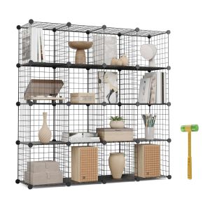 Newlux estante modular titan c16 31,5x125x125 cm metálica – 16 cubos