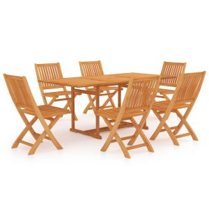 Conjunto de jantar de jardim 7 peças em madeira de teca maciça