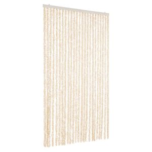 Cortina anti-insetos 100x220 cm chenille bege e branco
