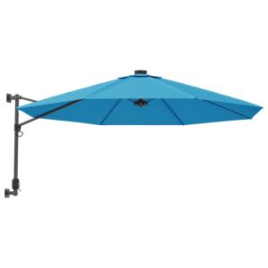 vidaXL sombrilla de pared con LED verde azul mar 290 cm