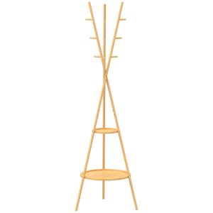 Cabide de pé 58.5x58.5x176 cm bambu, mdf Homcom