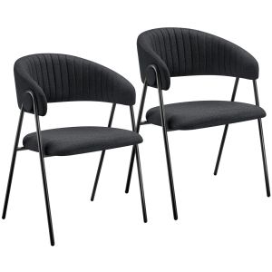 2 cadeiras de sala de jantar de tejido acolchoado 60 x 58 x 85 cm preto