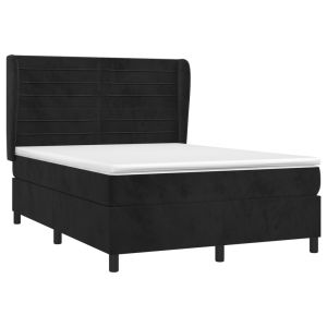vidaXL cama box spring con colchón terciopelo negro 140x190 cm