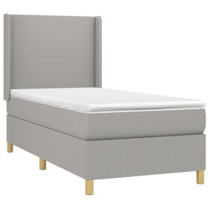 vidaXL cama box spring con colchón tela gris claro 90x190 cm