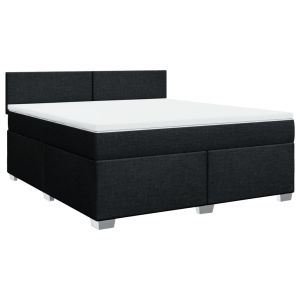 vidaXL cama box spring con colchón tela negro 180x200 cm