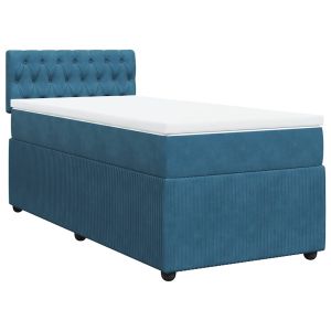 vidaXL cama box spring con colchón terciopelo azul 90x200 cm