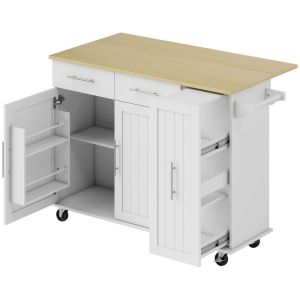 Ilha de cozinha 129x65x91 cm color blanco Homcom, casa - cozinha