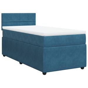 vidaXL cama box spring con colchón terciopelo azul 100x200 cm