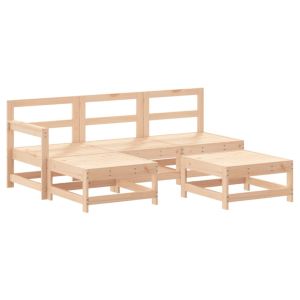 vidaXL juego de sofás de jardín 5 piezas madera maciza de pino