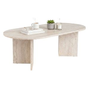 Mesa de centro elain, retangular, em madeira nobilitada bege