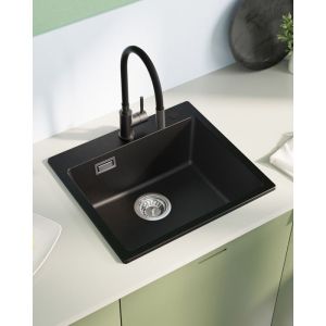 Pia de cozinha - sofetiy max - 50x45cm - 1 tanque preto em granito - resist