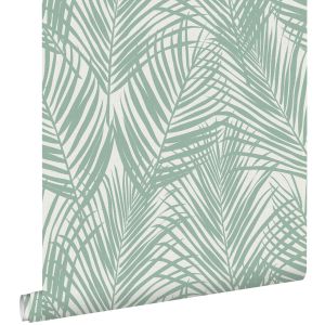 Estahome papel de parede folhas de palmeira verde menta 53 cm x 10.05 m