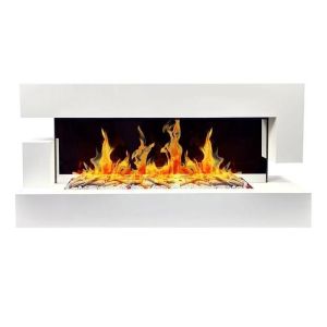Chemin'arte - lareira elétrica de parede quartz 3xl 152 cm - branca com efe