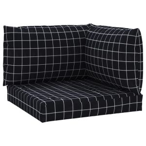 Almofadões p/ móveis de paletes 3pcs tecido oxford xadrez preto
