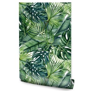 Papel de parede folhas aguarela natural para o quarto moderna