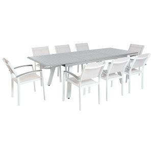 Conjunto de refeição de jardim 8 lugares pereta metal cinzento