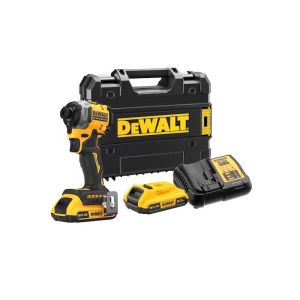 Chave de fenda de impacto Dewalt xr 18v - 2 baterias 2,0ah + carregador + c